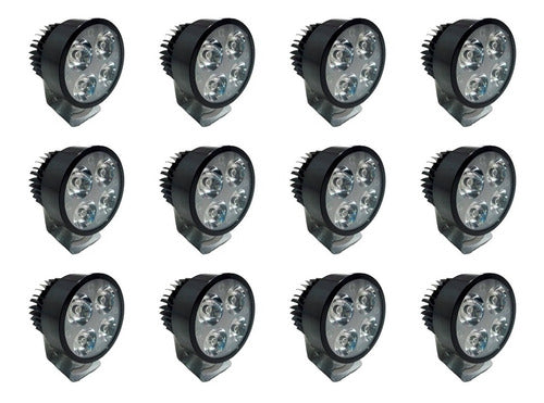 Faro Redondo 4 Led Alta, Baja Y Estrobo (12 Pzas.)