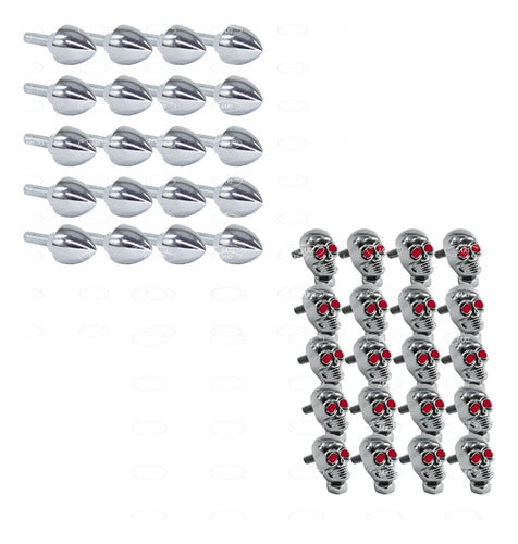 20 Tornillo Para Porta Placa Metálico Cromado Calavera Punta