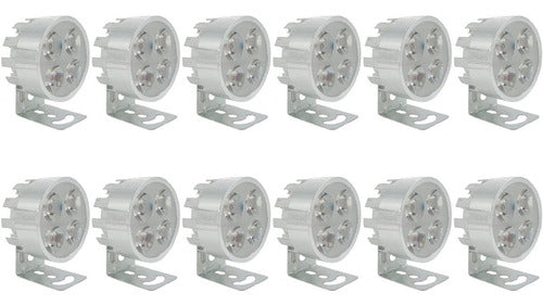 Faro Redondo 4 Led 12w 12v Alta, Baja Y Estrobo (12 Pzas.)