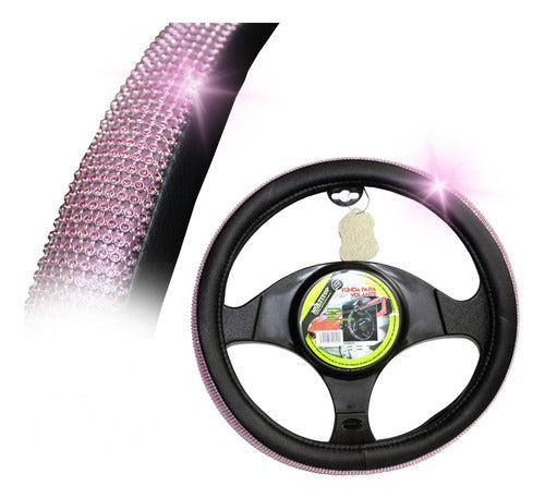 Funda De Volante Vinil Con Piedritas Diamante Antideslizante