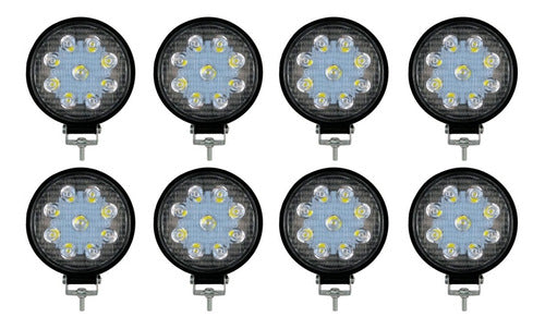 Faros Redondos Par De 9 Led Luz Fija (4 Pares)