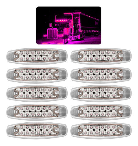10 Piezas Plafón Lateral Peterbilt Camión 12 Led Con Estrobo