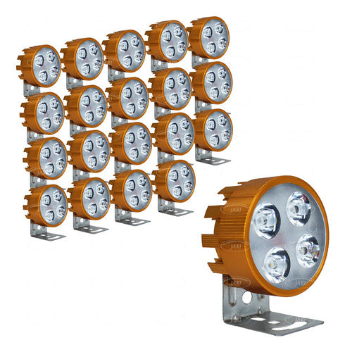 20 Faros 4 Led Redondo 12w Fijo Estrobo Auto Moto Aluminio