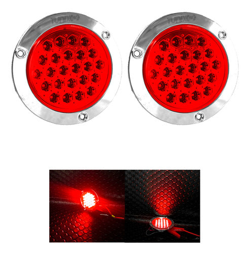 2 Plafones 24 Led Redondo Camión Cuarto Estrobo Stop 12-24v