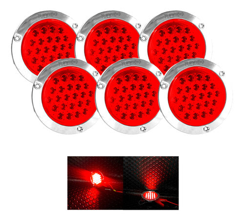 6 Pz Plafones 24 Led Redondo Camion Cuarto Estrobo Stop 12v