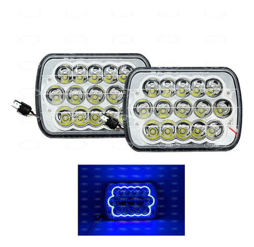 Par Unidad Cuadrada 15 Led 5x7 Alta-baja Con Arillo De Color