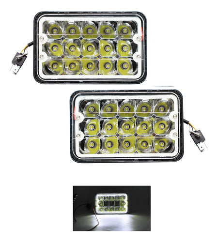 Par Faros Unidad 4x6 15 Led Con Aro Led Alta Y Baja H4