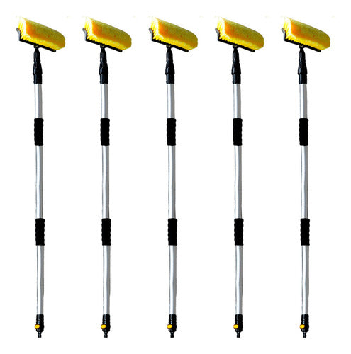 5 Cepillos Extendibles 2.4m Lavado Conexion A Manguera