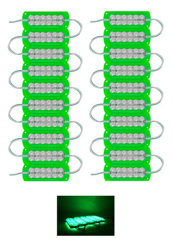 20 Módulos 12 Led Tiras De Luces 3528 Reforzado Ip67 Luz Verde
