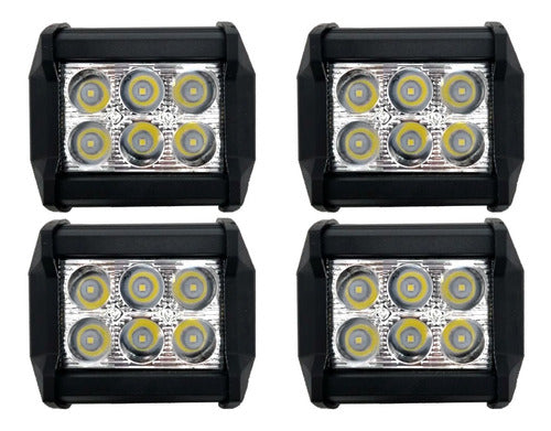 2 Pares De Faro Duallys De 6 Led 18w Luz Fija Y Estrobo