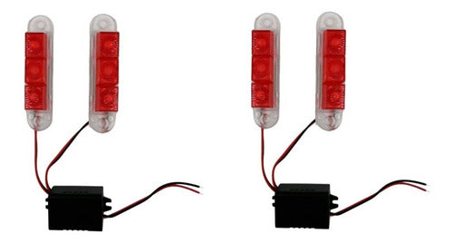 Estrobo De 3 Led Rojo/rojo 2 Jgos.