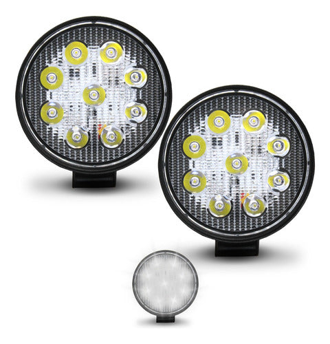 Faros Redondos De 9 Led Luz Fija (2 Pzas.)