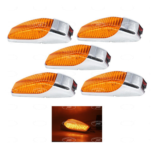 5 Pz Plafon Zepelin 27 Led Ambar Estrobo Base Cromada 12-24v