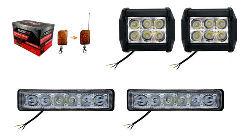 2 Faros Duallys 6 Led, 2 Faros Linea 6 Led + Control Estrobo