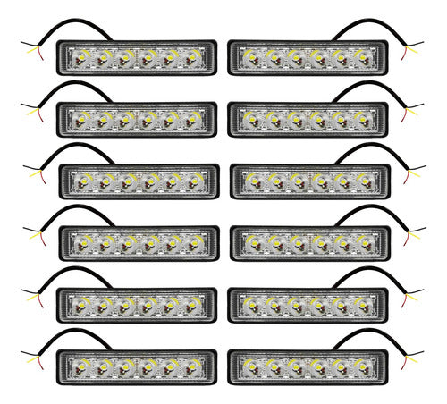 6 Par Faro Barra 6 Led Con Estrobo Auto Moto Rzr 4x4