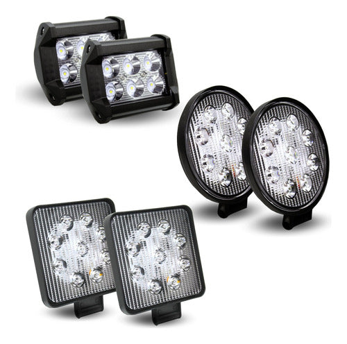 Faros 6 Led, Faro Cuadrado 9 Led, Faro Redondo 9 Led (pares)