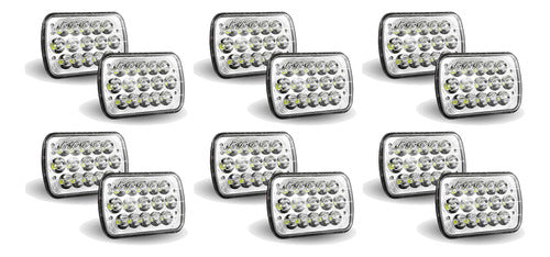 4 Pares Faros 15 Led 5x7 Rectangular Unidad Alta/baja
