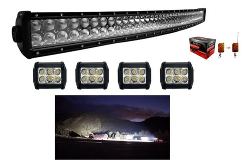 Barra Curva Led 42 PuLG. + 2 Par Duallys + Control Estrobo