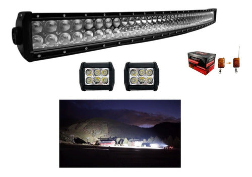 Barra Curva Led 42 PuLG. + Par De Duallys + Control Estrobo