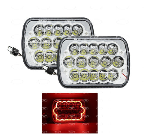 Par Unidad Cuadrada 15 Led 5x7 Alta-baja Con Arillo De Color