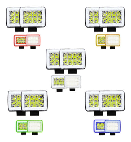 Par Faros 12 Led Auxiliar Fija Estrobo Auto Moto Arillo Gel