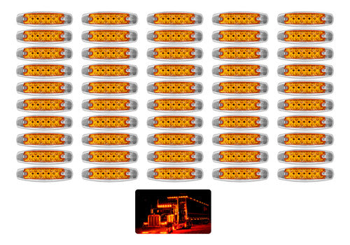 50 Piezas Plafón Lateral Peterbilt Camión 12 Led Con Estrobo