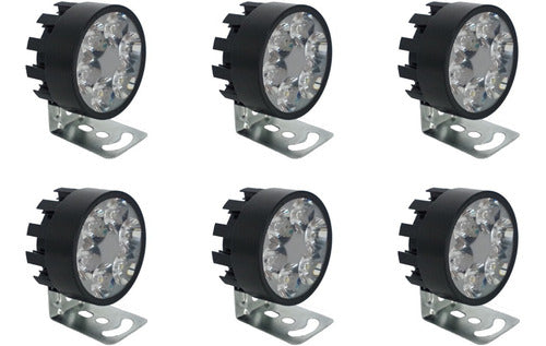 Faro Redondo 6 Led 12v Alta, Baja,estrobo (6 Pzas.) Negros