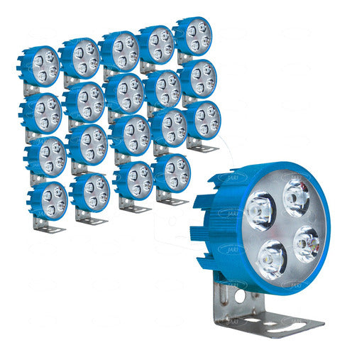 20 Faros 4 Led Redondo 12w Fijo Estrobo Auto Moto Aluminio