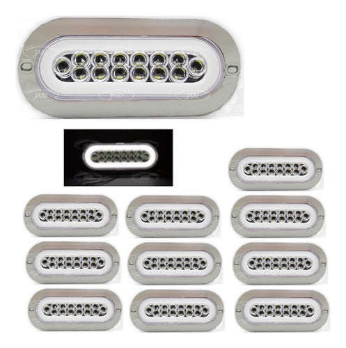 10 Pz Plafon 14 Led Ovalado Aro Plasma Gel 4 Funcion 12-24v