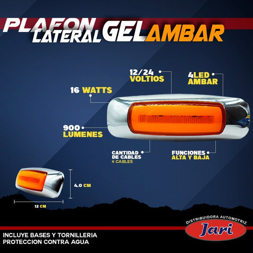 10 Pz Plafon Lateral Peterbilt 4 Led Gel 4 Funciones 12-24v
