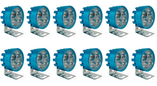 Faro Redondo 4 Led 12w 12v Alta, Baja Y Estrobo (12 Pzas.)