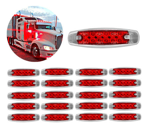 20 Piezas Plafón Lateral Peterbilt Camión 12 Led Con Estrobo