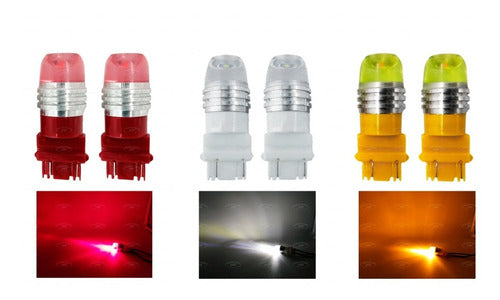 Foco Pellizco 3157 3 Led's Con Estrobo 10 Jgos.