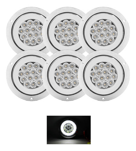 6 Pz Plafon Redondo 14 Led Aro Plasma Gel 4 Funciones 12-24v