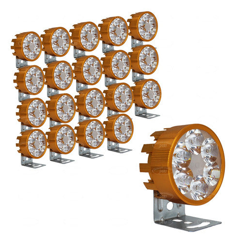 20 Faros 6 Led Redondo 18w Fijo Estrobo Auto Moto Aluminio