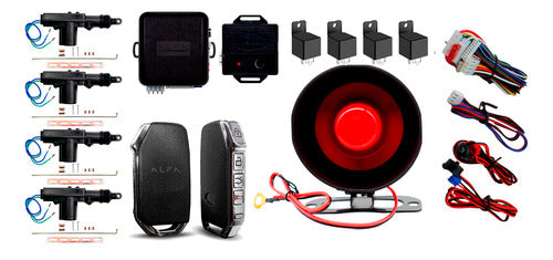 Alarma Antirrobo Automotriz Alfa + 4 Relay Y 4 Actuadores
