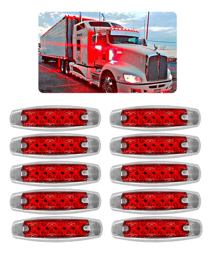 10 Piezas Plafón Lateral Peterbilt Camión 12 Led Con Estrobo