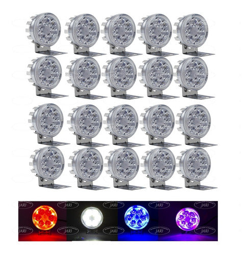 20 Pz Faro Redondo 6 Led Aro Rgb Moto Auto Universal 4x4 12v