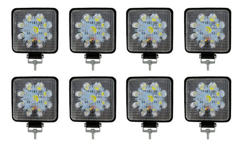 Faros Redondos Par De 9 Led Luz Fija (4 Pares)