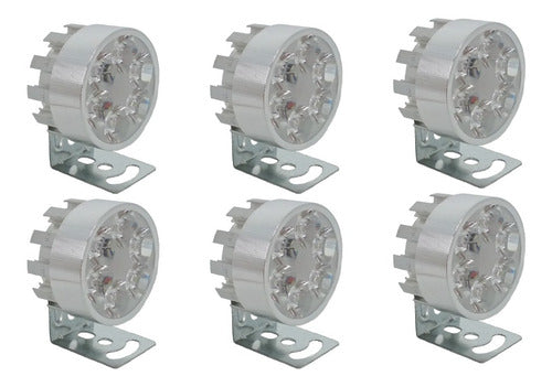 Faro Redondo 6 Led 12v Alta, Baja,estrobo (6 Pzas.) Negros