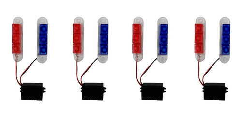 Estrobo De 3 Led Azul/azul, Rojo/azul 4 Jgo.