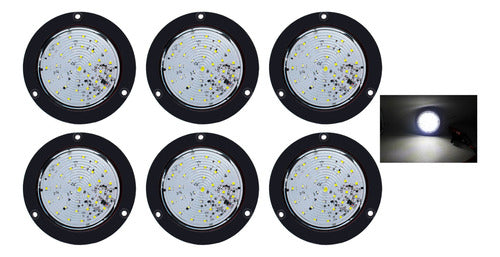 6 Pz Plafon 33 Hiper Led Redondo Fija Estrobo Bisel Negro