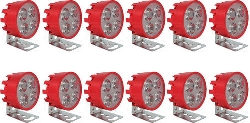 Faro Redondo 4 Led 12w 12v Alta, Baja Y Estrobo (12 Pzas.)
