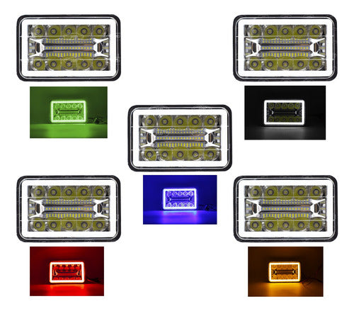Par Faro Unidad Rectangular 4x6 26 Led Con Aro De Gel