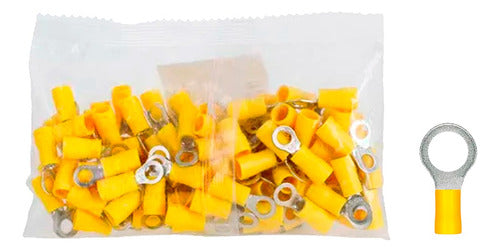 100 Pz Terminales De Ojillo 1/2 (10-12 Awg) Pvc Amarilla