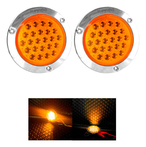 2 Plafones 24 Led Redondo Camión Cuarto Estrobo Stop 12-24v