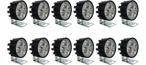 Faro Redondo 4 Led 12w 12v Alta, Baja Y Estrobo (12 Pzas.)