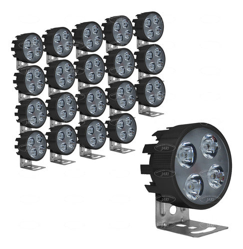 20 Faros 4 Led Redondo 12w Fijo Estrobo Auto Moto Aluminio